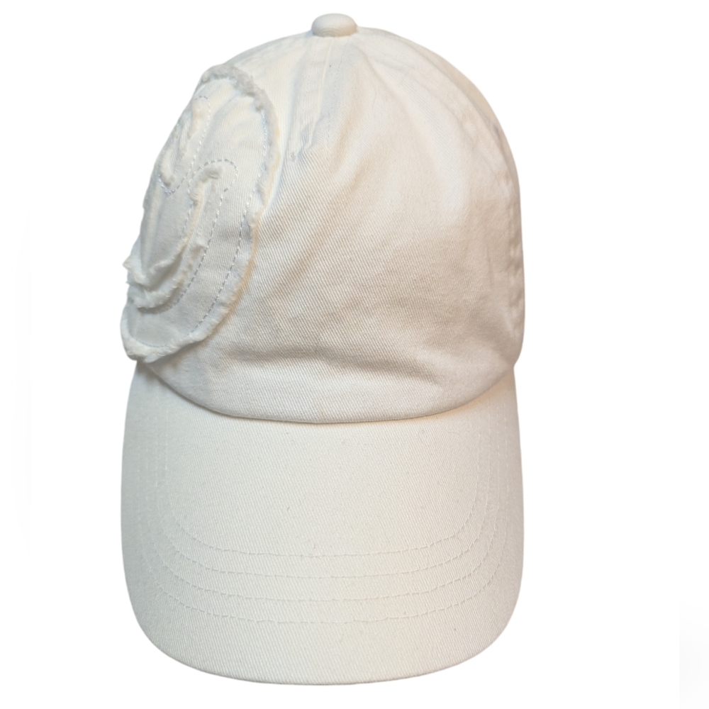 STEVE MADDEN Women's White‎ Smiley Face Distressed Denim Baseball Hat Cap